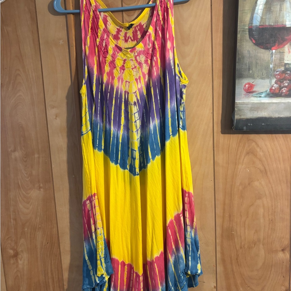 Vibrant Tie-Dye Sleeveless Dress